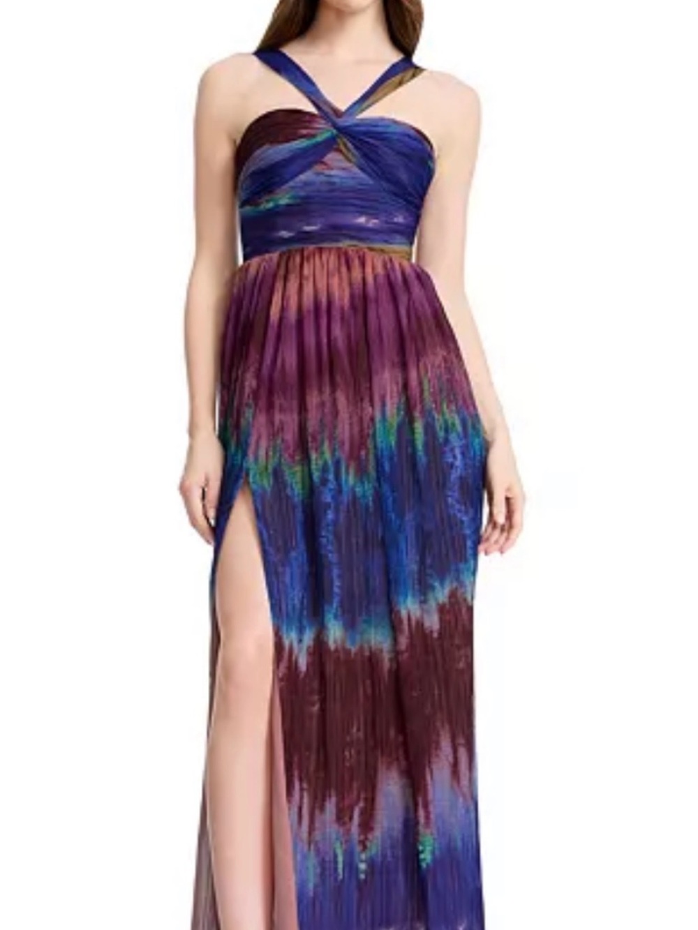 Dress the Population Blue & Purple Ombre Maxi Dress with Side Slit